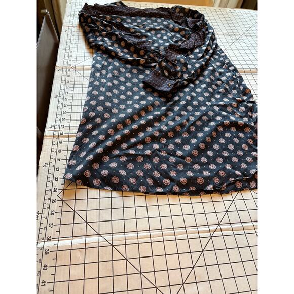 Banana Republic SILK Foulard Ruffle Blue Dress Long Sleeve Gold Stud Buttons 8 - Picture 13 of 14